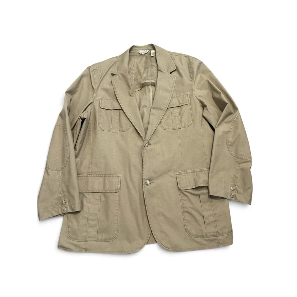 LL Bean Field Utility Sportcoat Jacket 46RMen Safari Style Blazer Elbow Patches